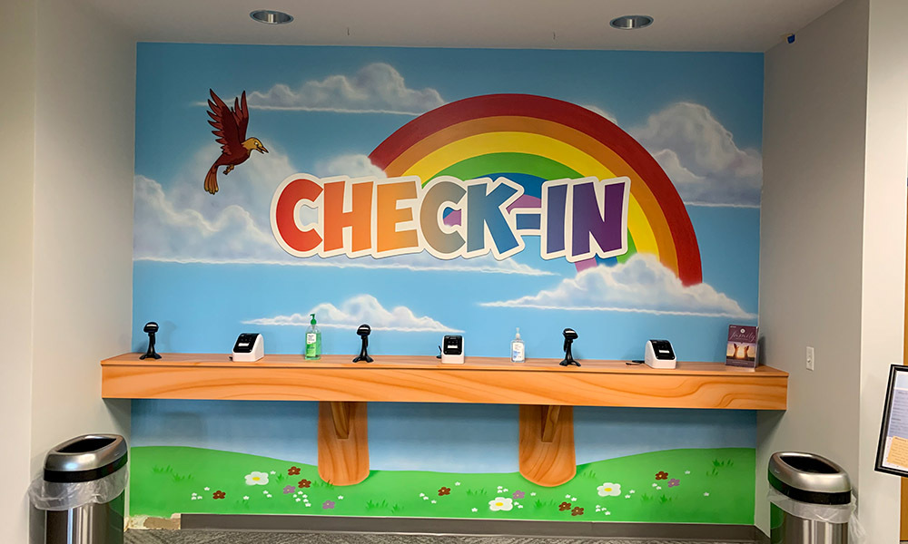 Custom Welcome to Children's Ministry Check in Station with Church Logo